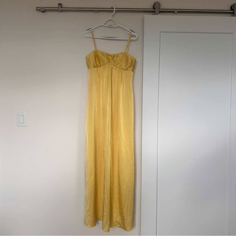 BCBGMaxAzria Yellow Strapless Spaghetti-Strap Dress
